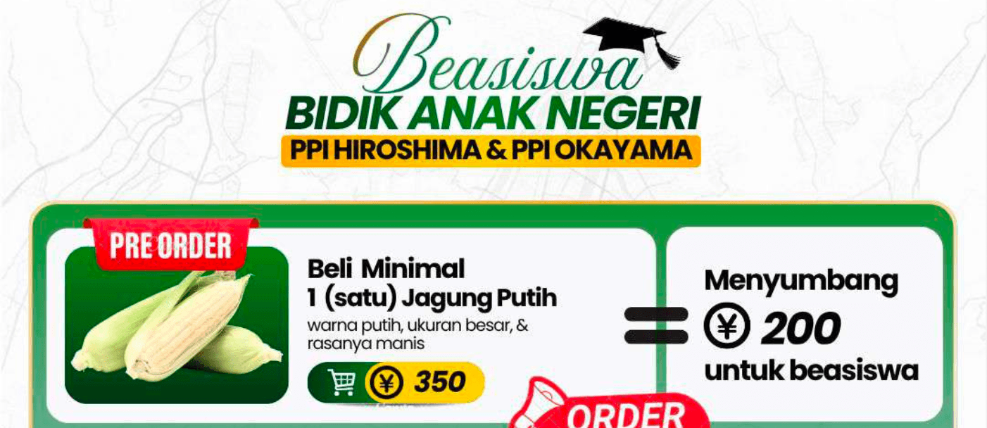 PPI Hiroshima, PPI Okayama dan WakaiFarm Kolaborasi Program “Beasiswa Jagung” untuk Pelajar Indonesia