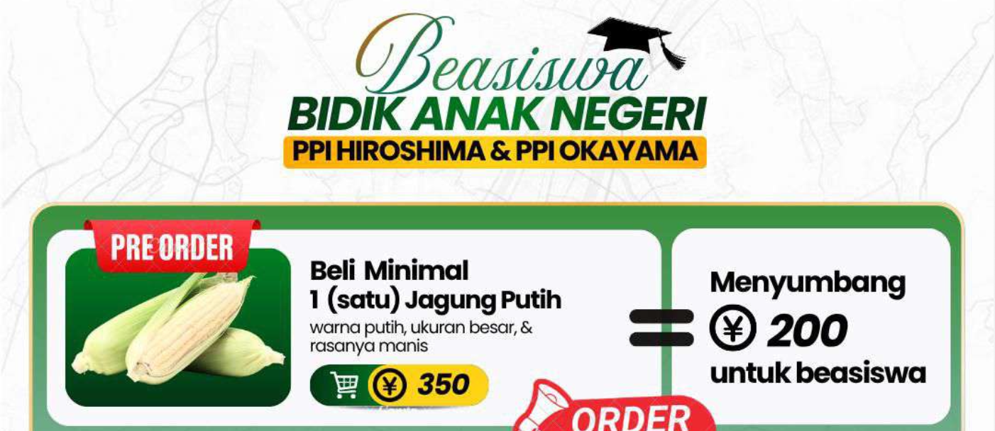 PPI Hiroshima, PPI Okayama dan WakaiFarm Kolaborasi Program “Beasiswa Jagung” untuk Pelajar Indonesia